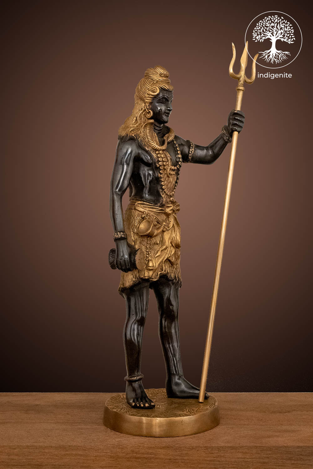 Lord Shiva Idol - Brass Statue in Black and Gold Hues