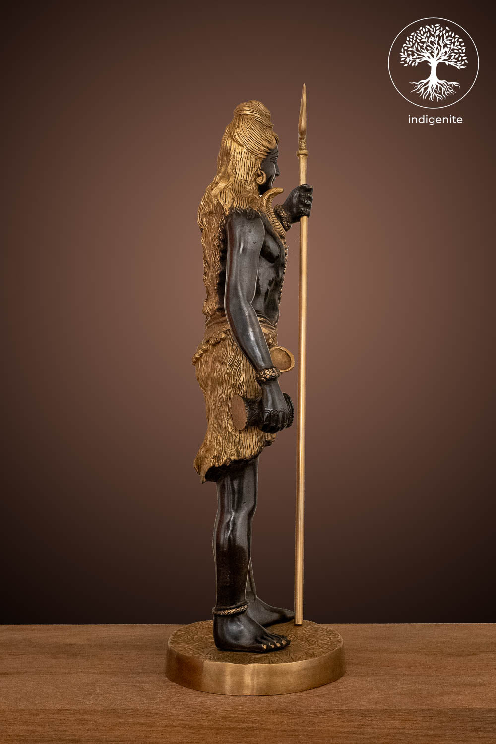 Lord Shiva Idol - Brass Statue in Black and Gold Hues