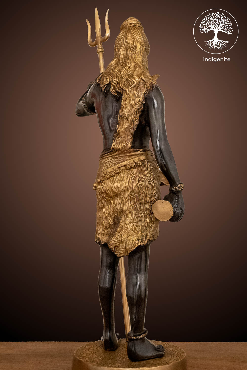 Lord Shiva Idol - Brass Statue in Black and Gold Hues
