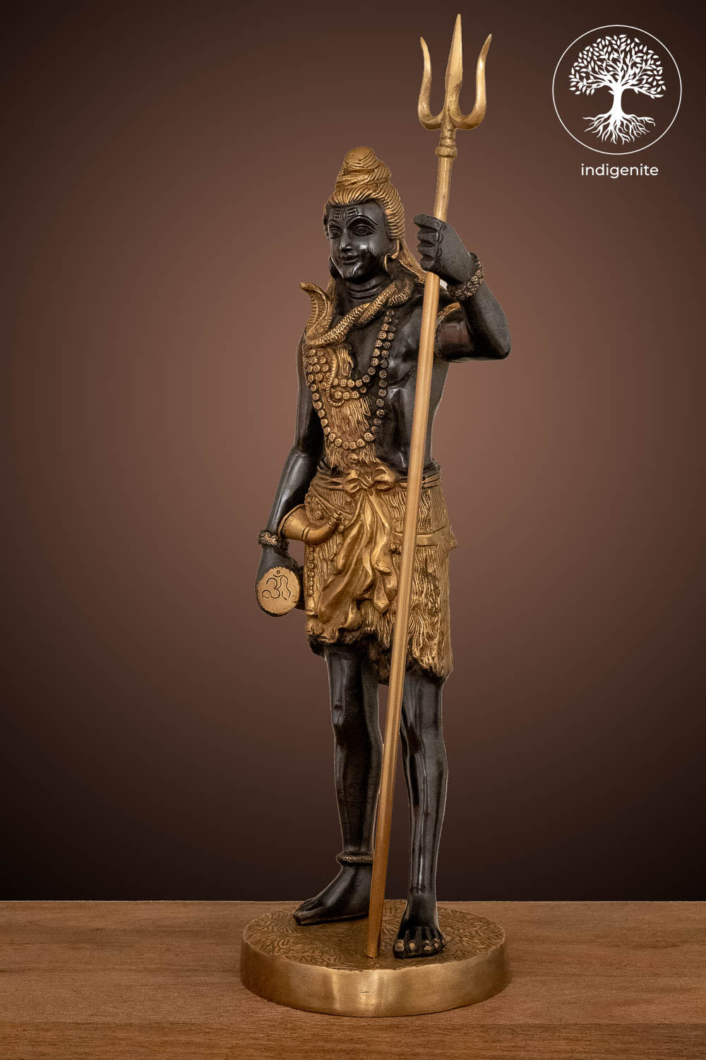 Lord Shiva Idol - Brass Statue in Black and Gold Hues