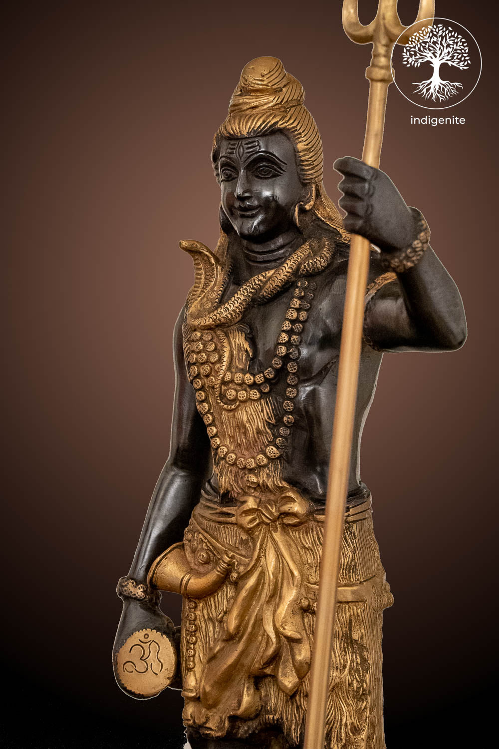 Lord Shiva Idol - Brass Statue in Black and Gold Hues