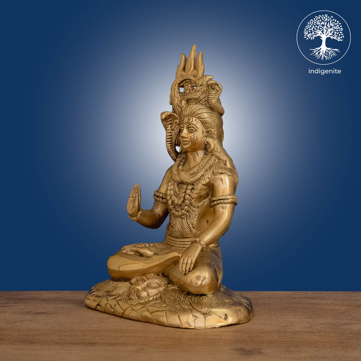 Lord Shiva Idol Sitting on Tiger Base - Brass Statue