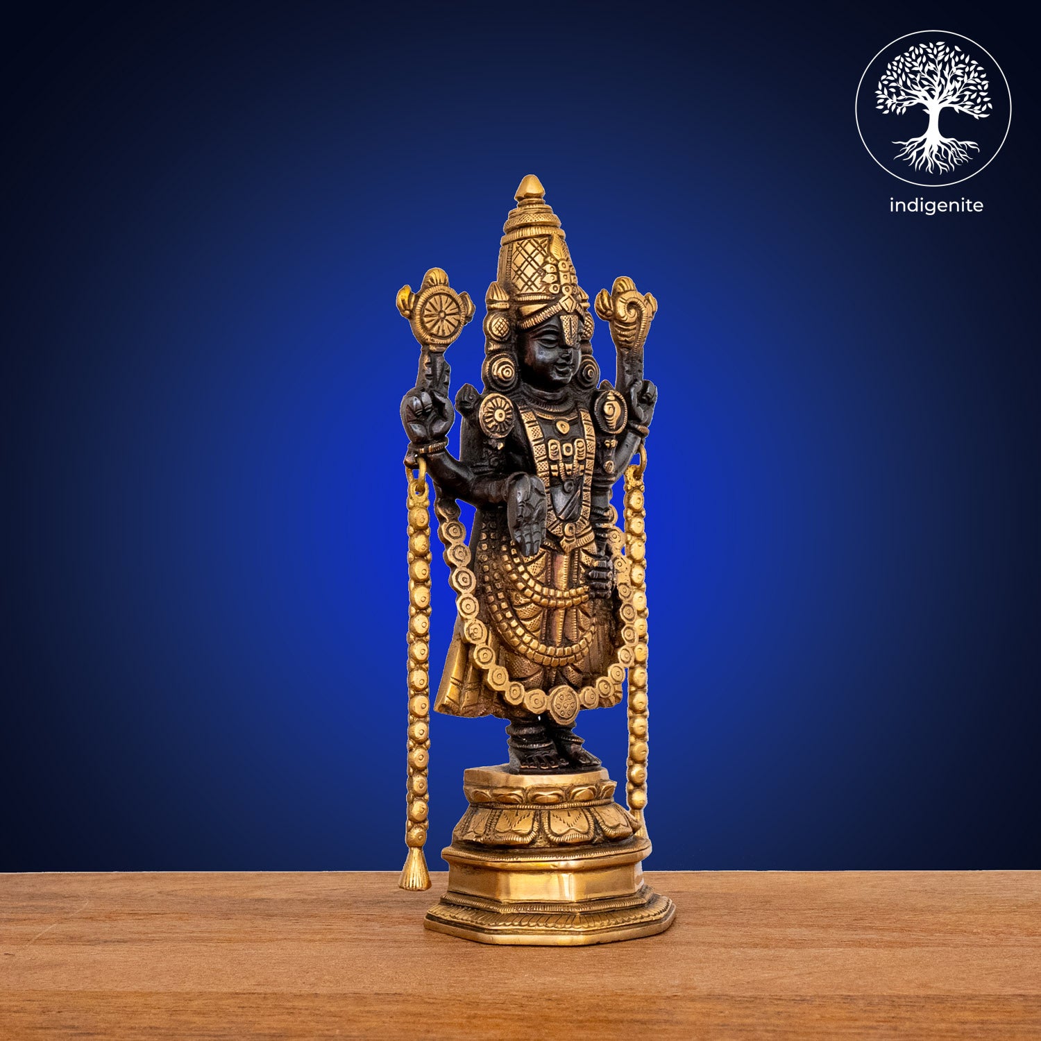 Lord Tirupati Balaji - Brass Statue in Black and Gold Hues