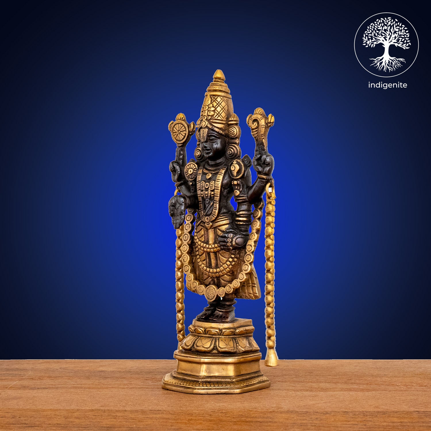 Lord Tirupati Balaji - Brass Statue in Black and Gold Hues