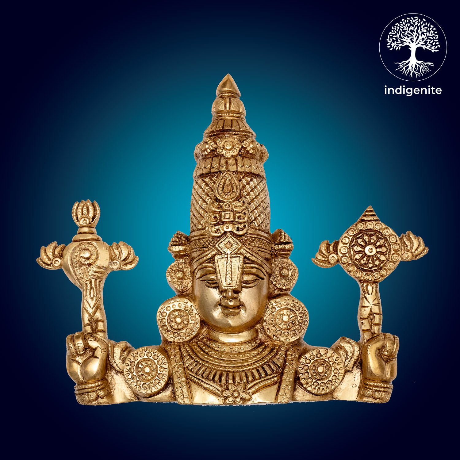 Lord Tirupati Balaji Bust - Brass Statue | 9 Inch