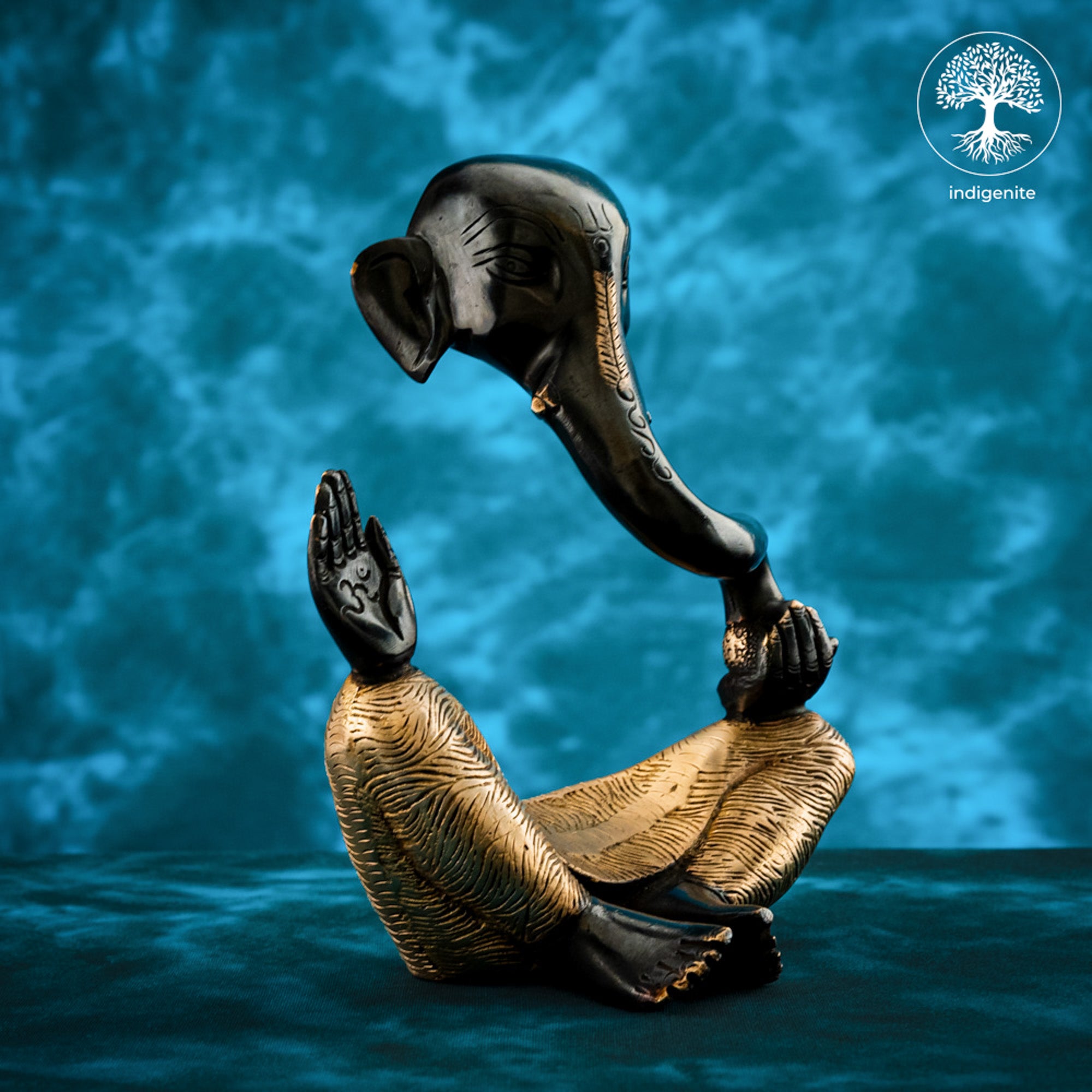 Modern Lord Ganesh Idol - Brass Statue in Black and Gold Hues