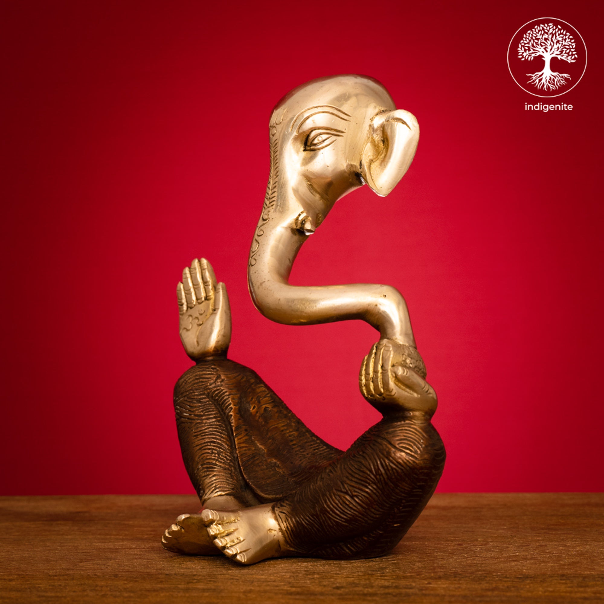 Modern Lord Ganesh Idol - Brass Statue in Brown and Gold Hues