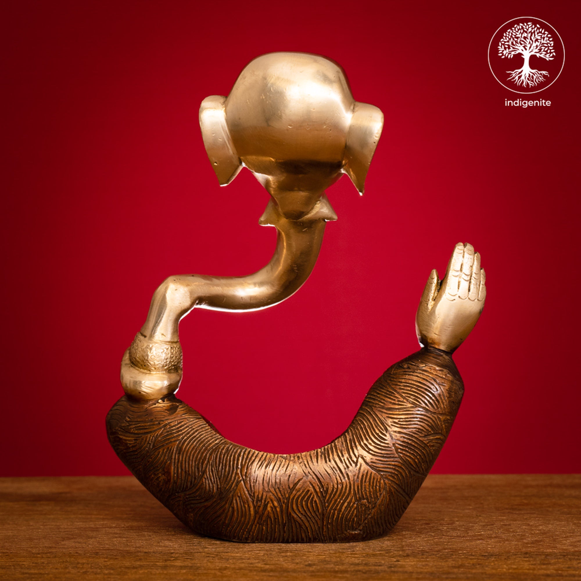 Modern Lord Ganesh Idol - Brass Statue in Brown and Gold Hues
