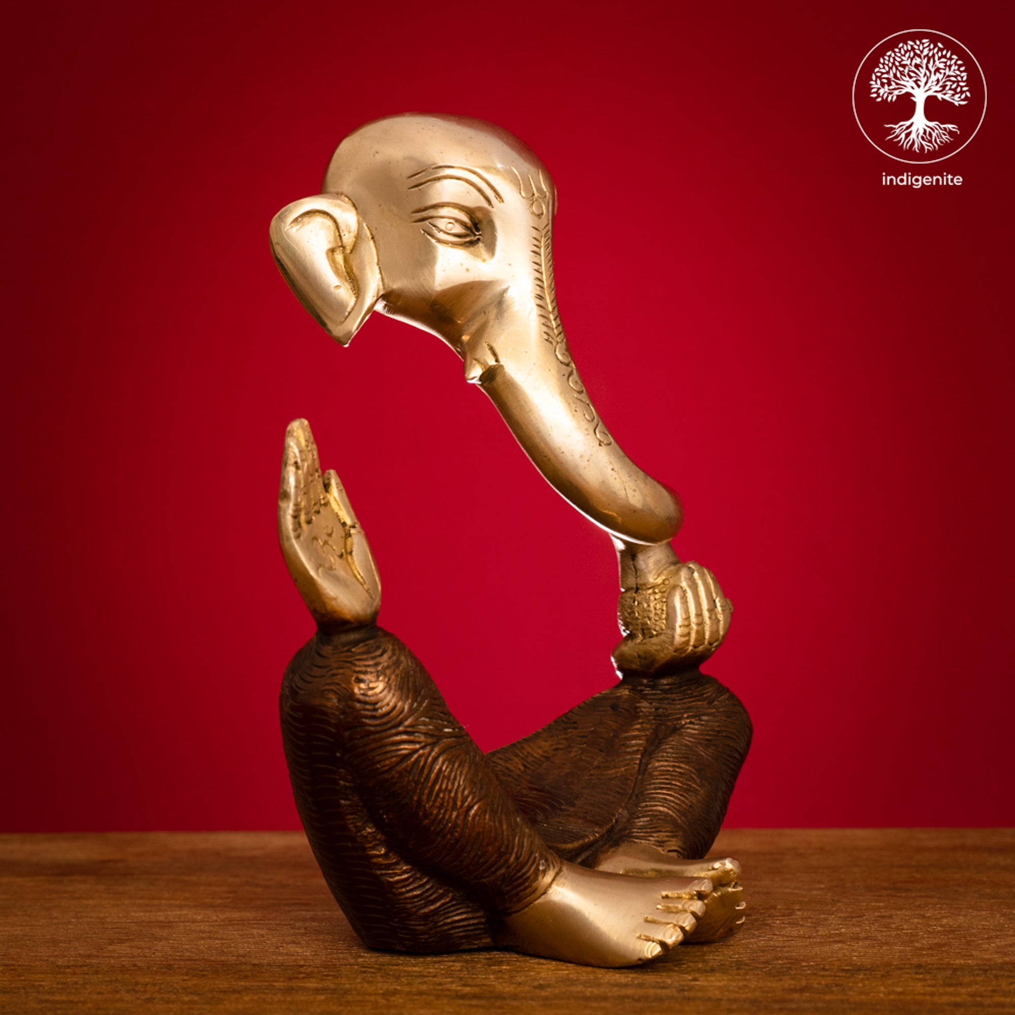 Modern Lord Ganesh Idol - Brass Statue in Brown and Gold Hues