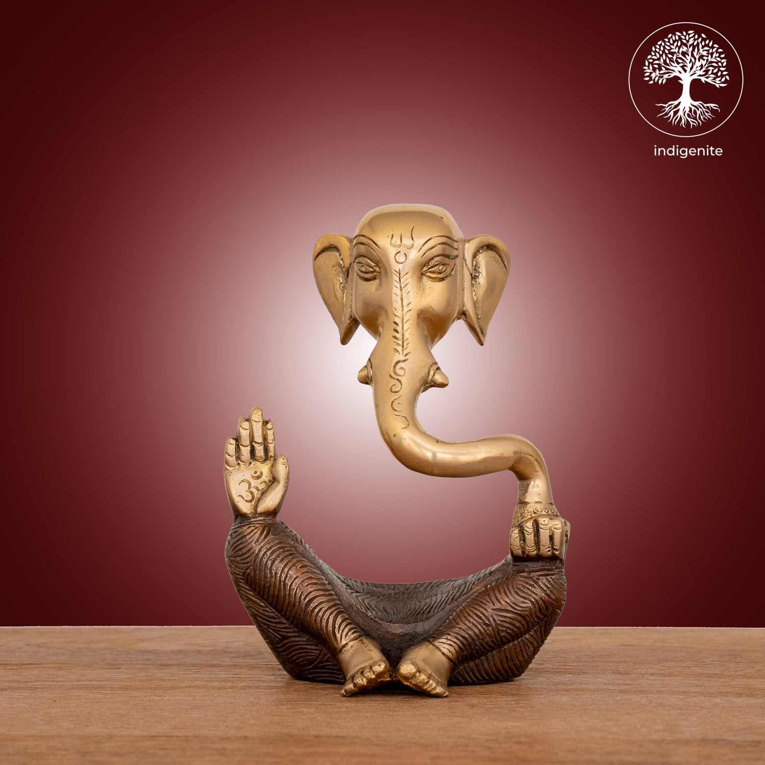 Modern Lord Ganesh Idol - Brass Statue in Brown and Gold Hues |6 Inch