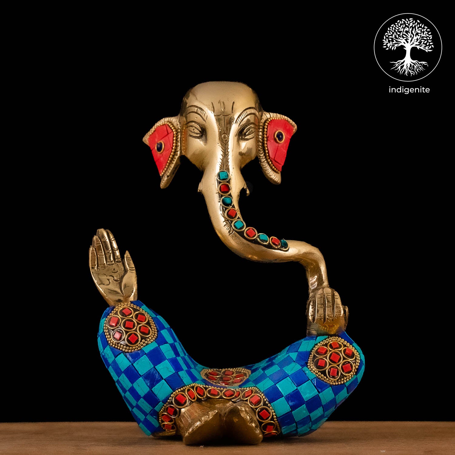Modern Lord Ganesh Idol - Brass Statue with Mosaic