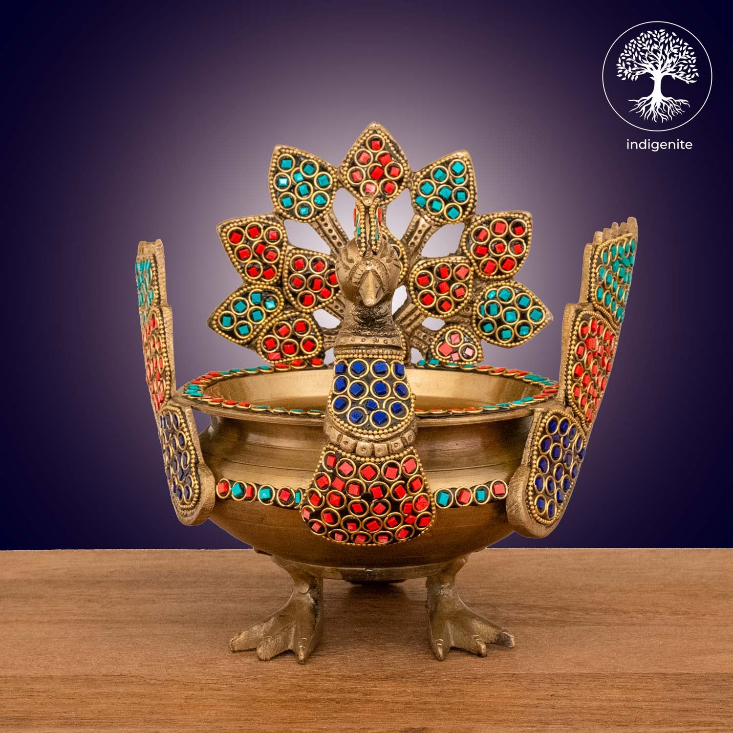 Peacock Urli with Stonework- Pooja Decor
