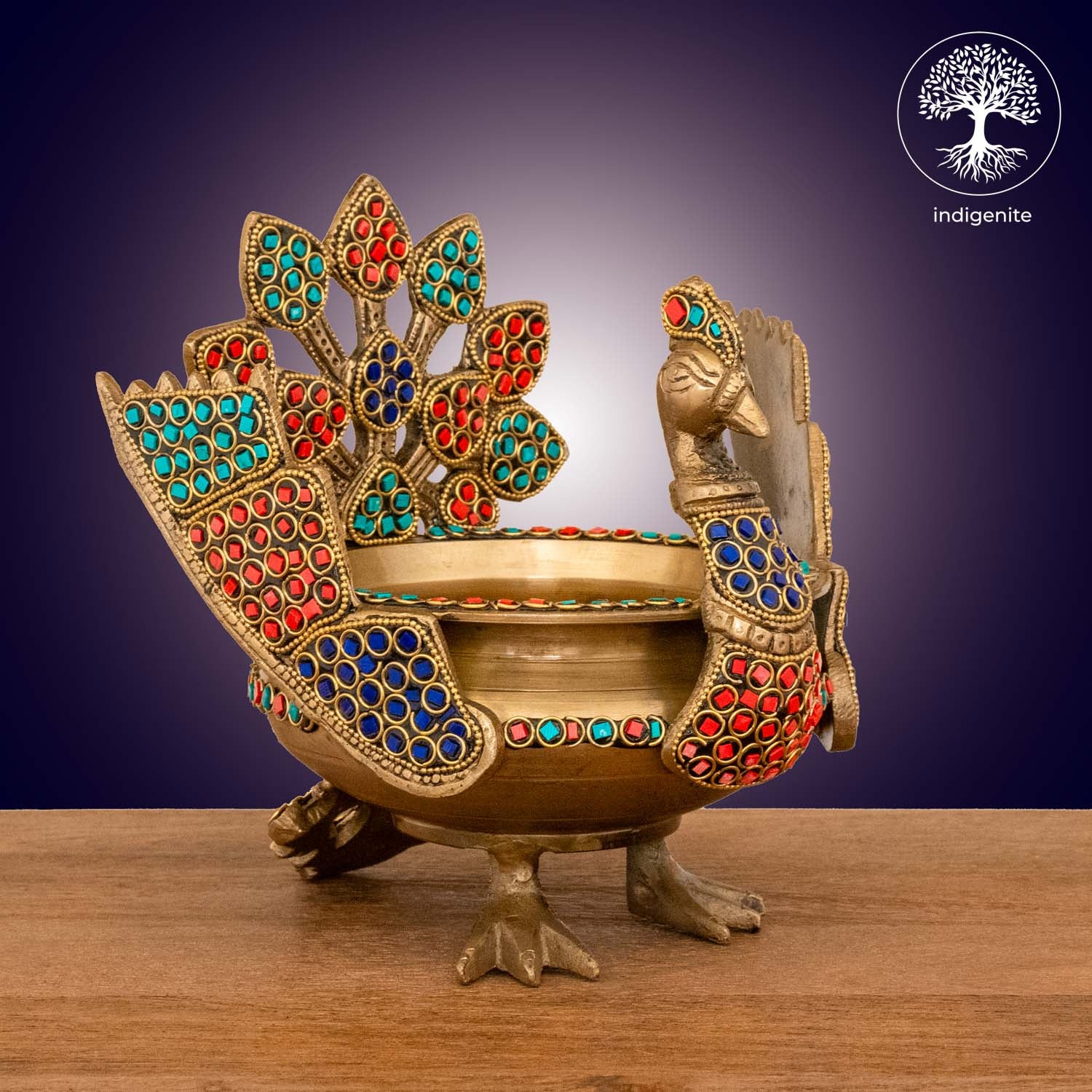 Peacock Urli with Stonework- Pooja Decor