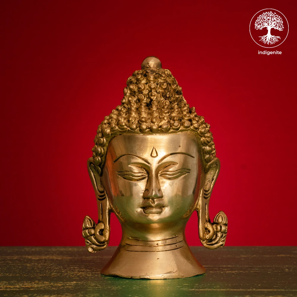 Lord Buddha Head - Brass Statue | 5.5 Inch