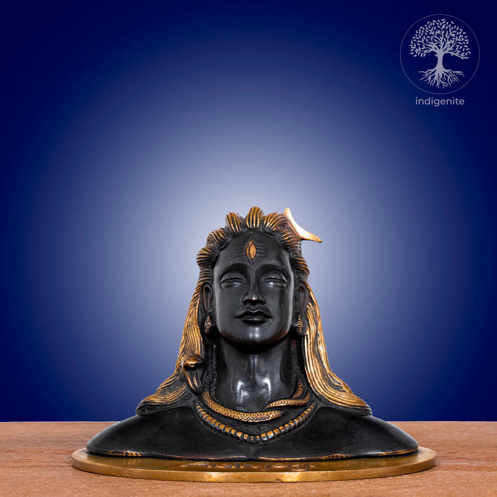 Adiyogi, Lord Shiva Statue - Brass Statue in Black and Golden Hues