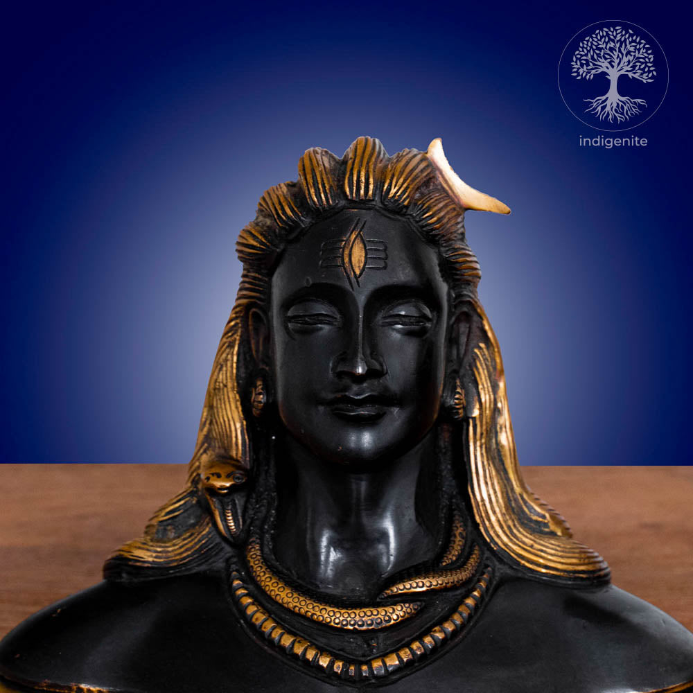 Adiyogi, Lord Shiva Statue - Brass Statue in Black and Golden Hues