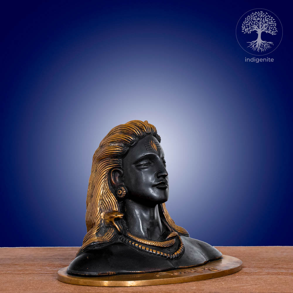Adiyogi, Lord Shiva Statue - Brass Statue in Black and Golden Hues