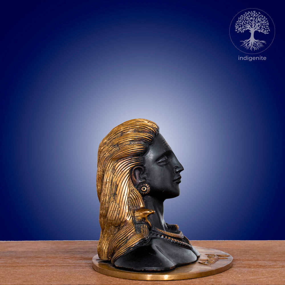 Adiyogi, Lord Shiva Statue - Brass Statue in Black and Golden Hues