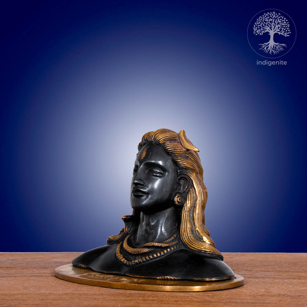 Adiyogi, Lord Shiva Statue - Brass Statue in Black and Golden Hues