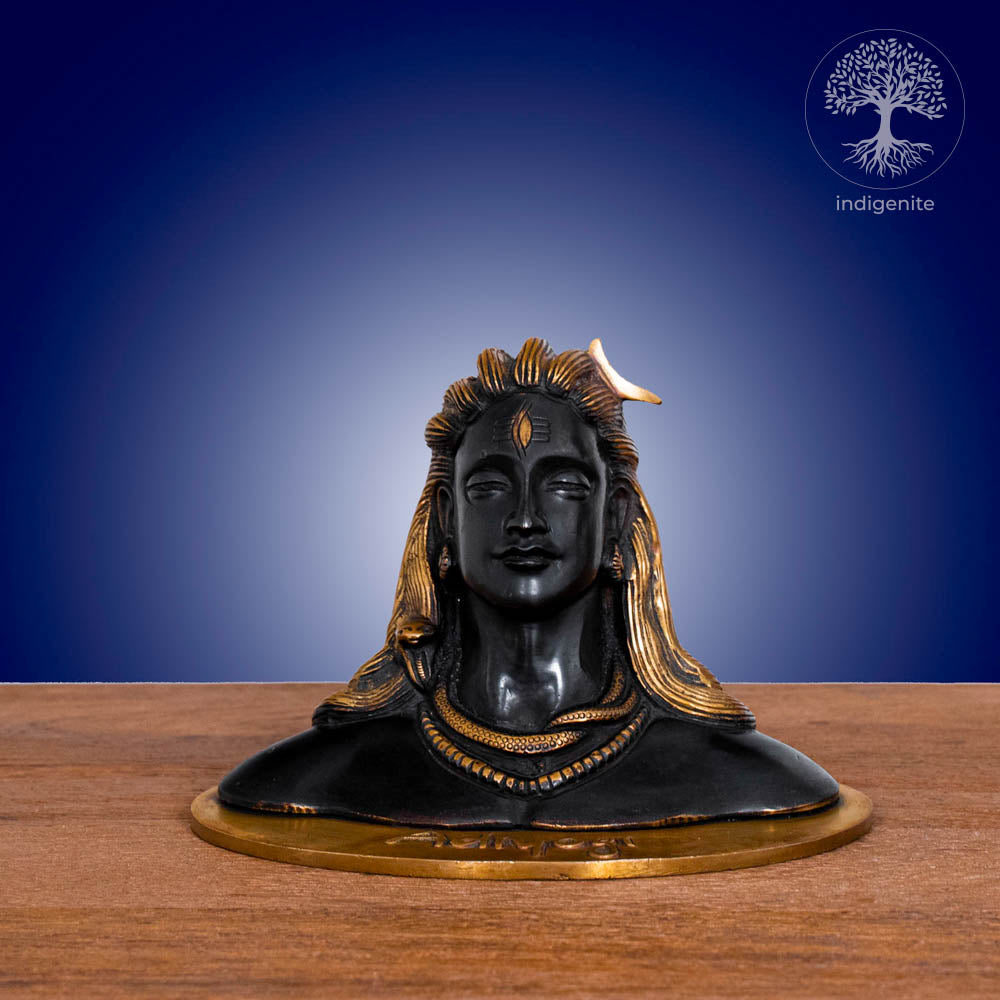 Adiyogi, Lord Shiva Statue - Brass Statue in Black and Golden Hues