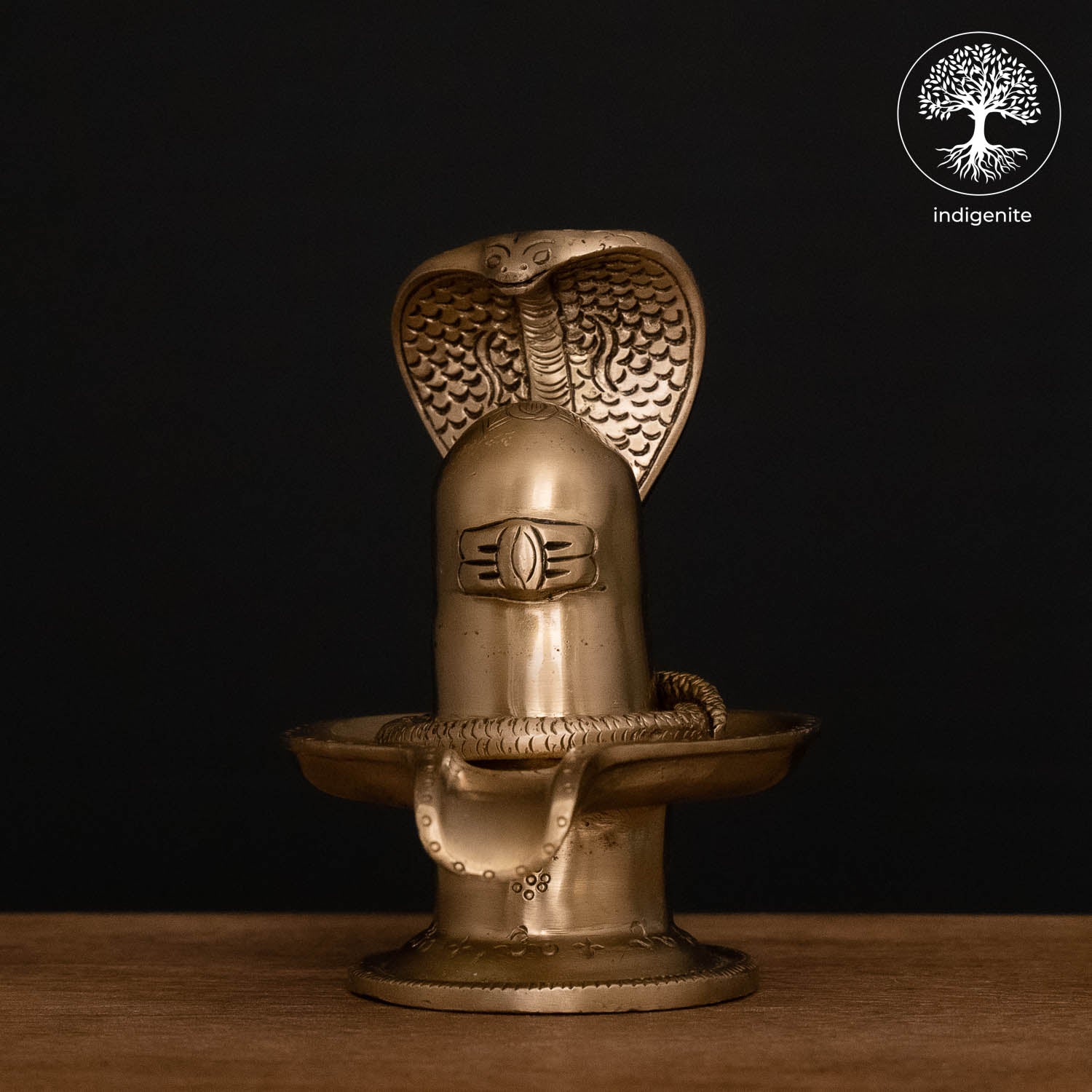 Antique Brass Shivling with Sheshnag - Shiv Lingam Sculpture