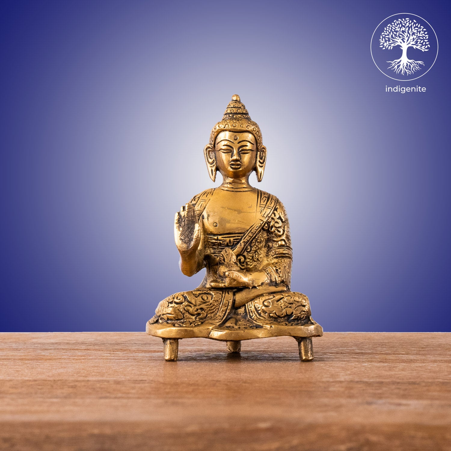 Antique Lord Buddha Sitting In Abhaya Mudra - Brass Statue