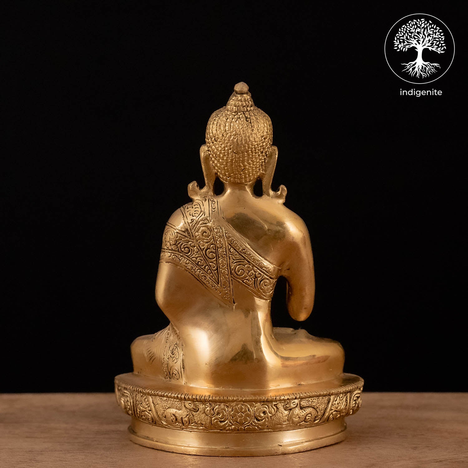 Antique Lord Buddha Sitting In Abhaya Mudra with Base - Brass Statue | 8 Inch