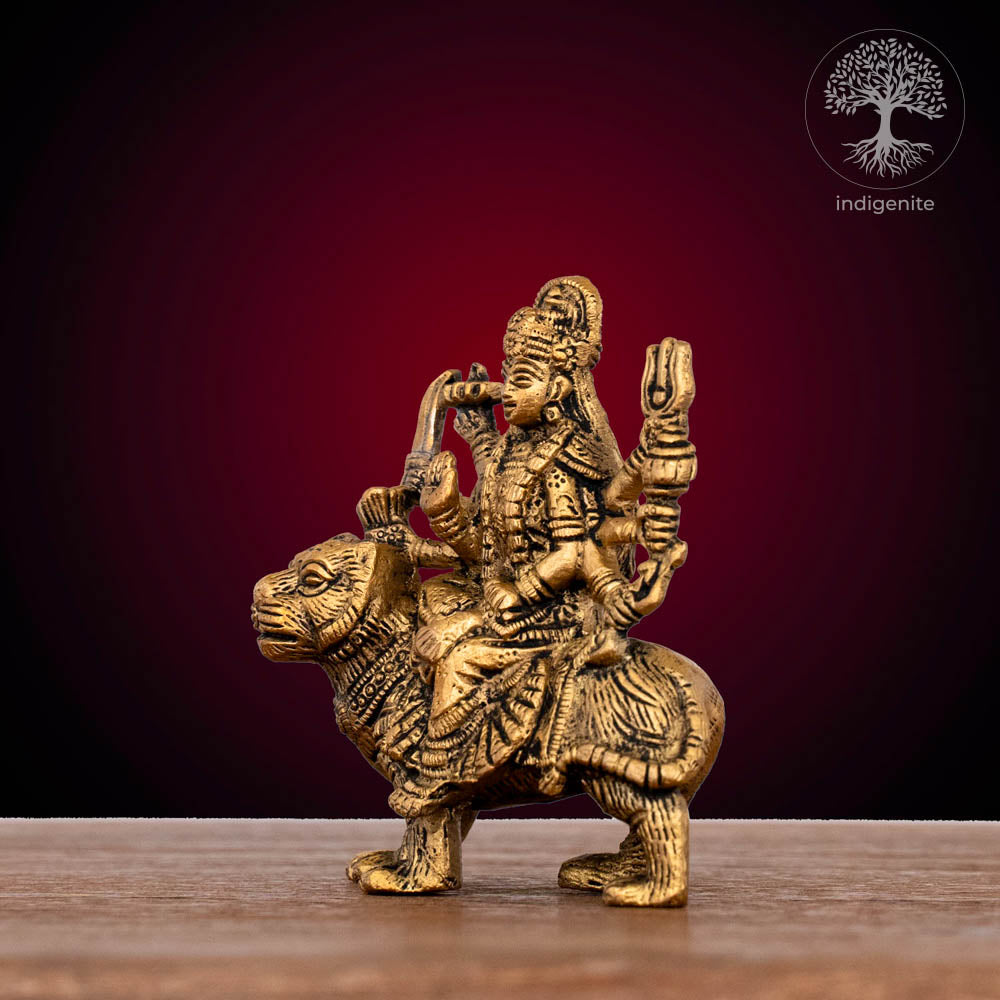 Antique Goddess Durga - Brass Statue