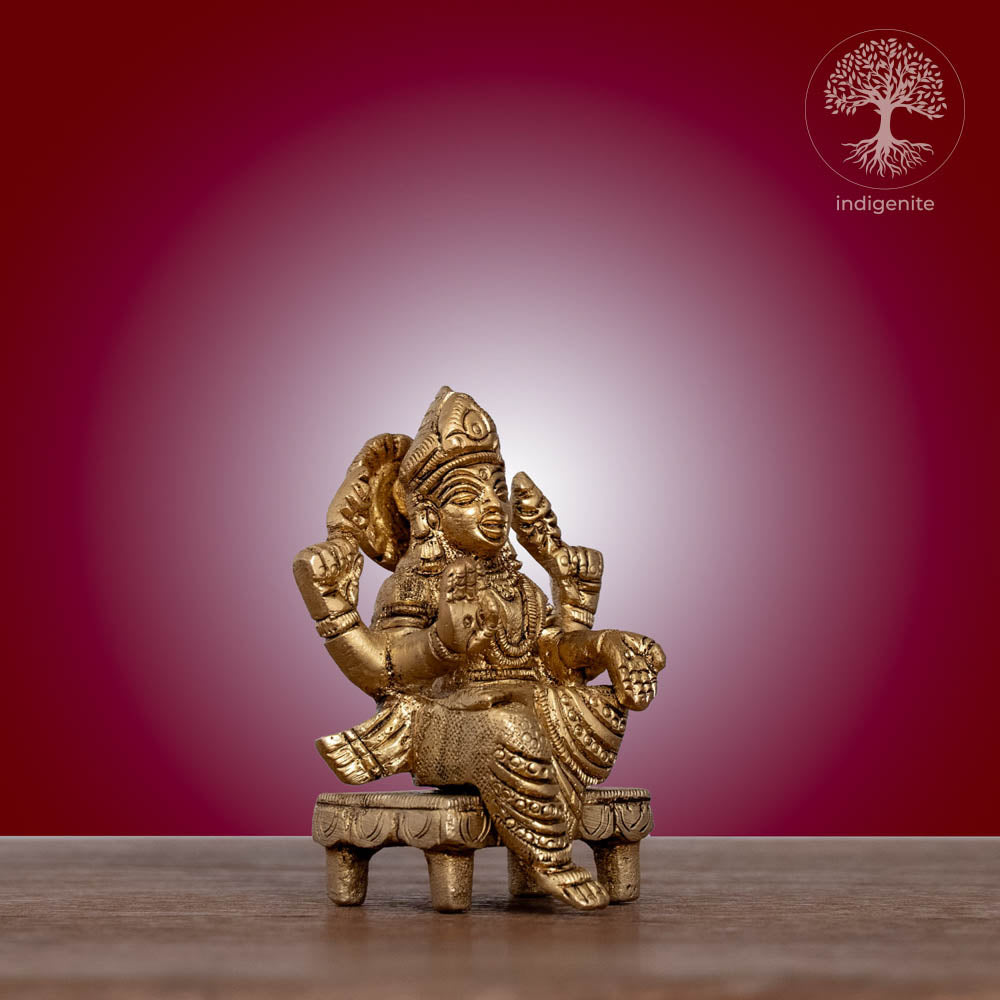 Goddess Laxmi on Chowki - Brass Statue
