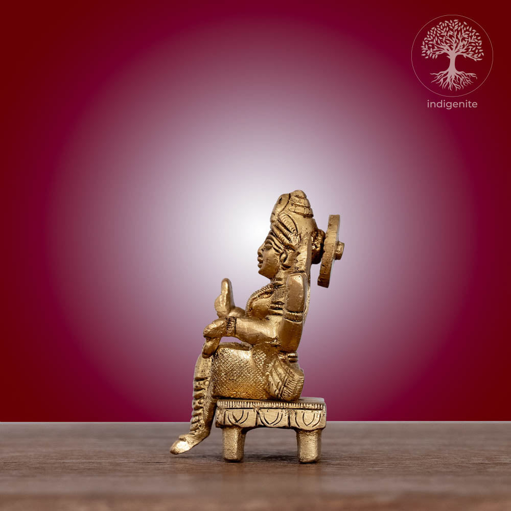 Goddess Laxmi on Chowki - Brass Statue