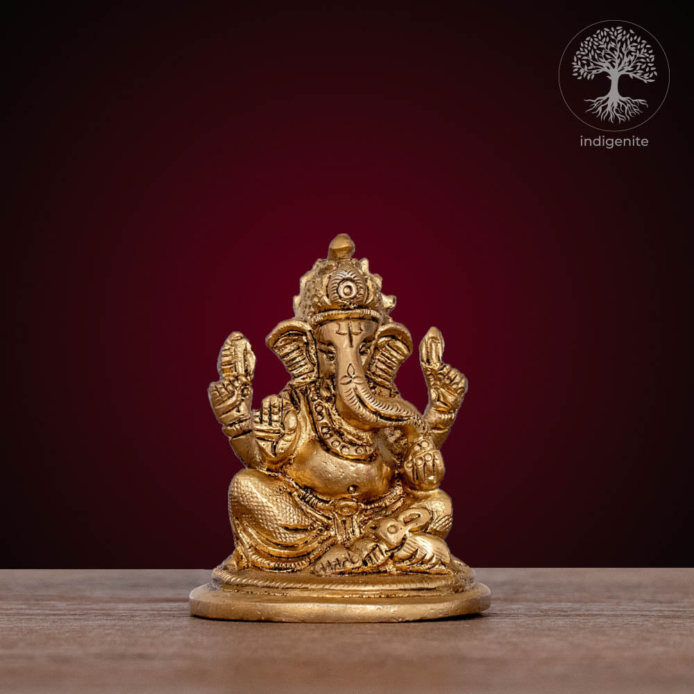 Lord Ganesh Idol | 2.75 Inch - Brass Statue