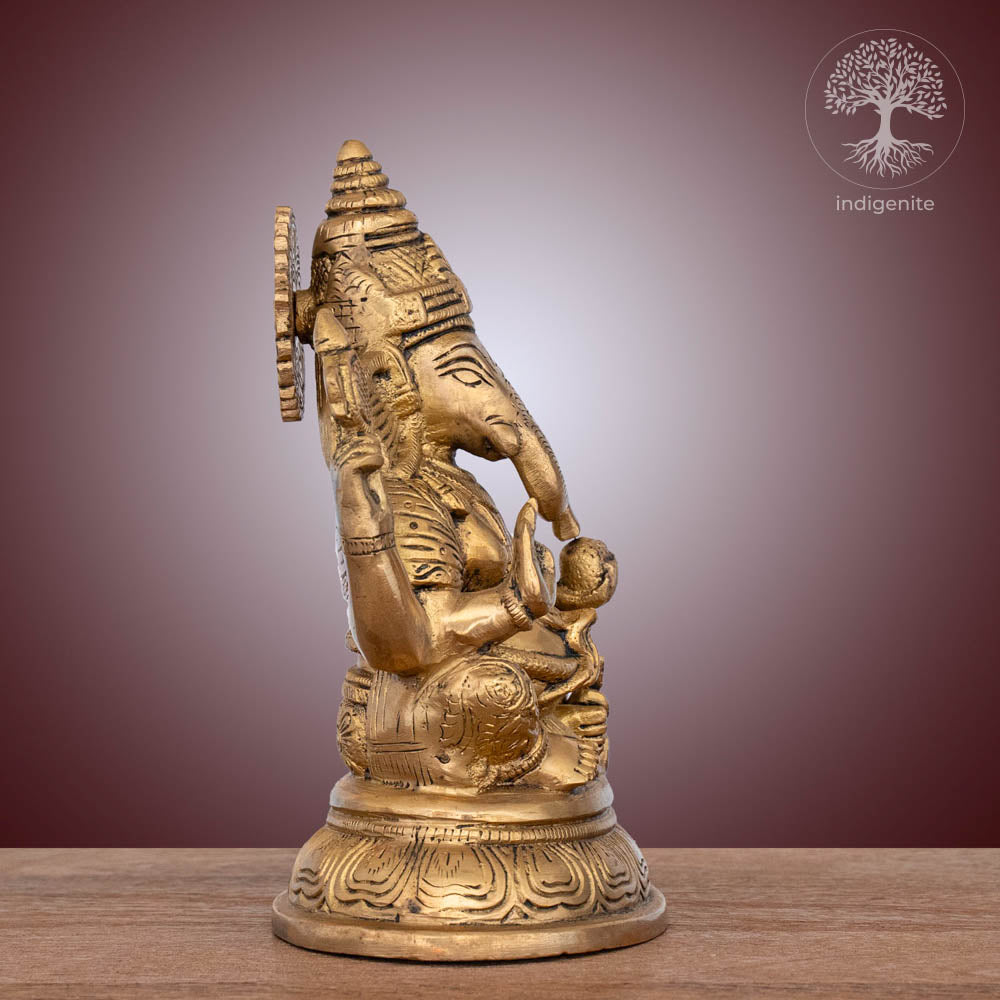 Lord Ganesh Idol | 6.5 Inch - Brass Statue