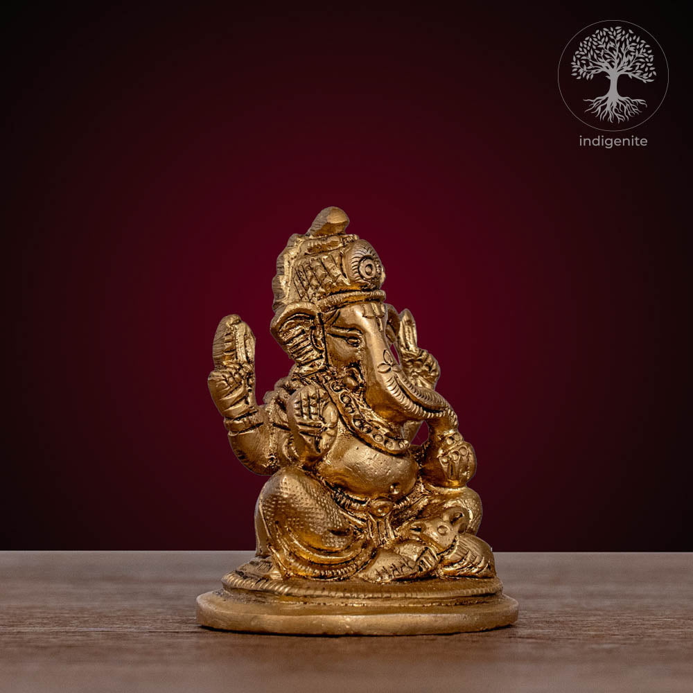 Lord Ganesh Idol | 2.75 Inch - Brass Statue