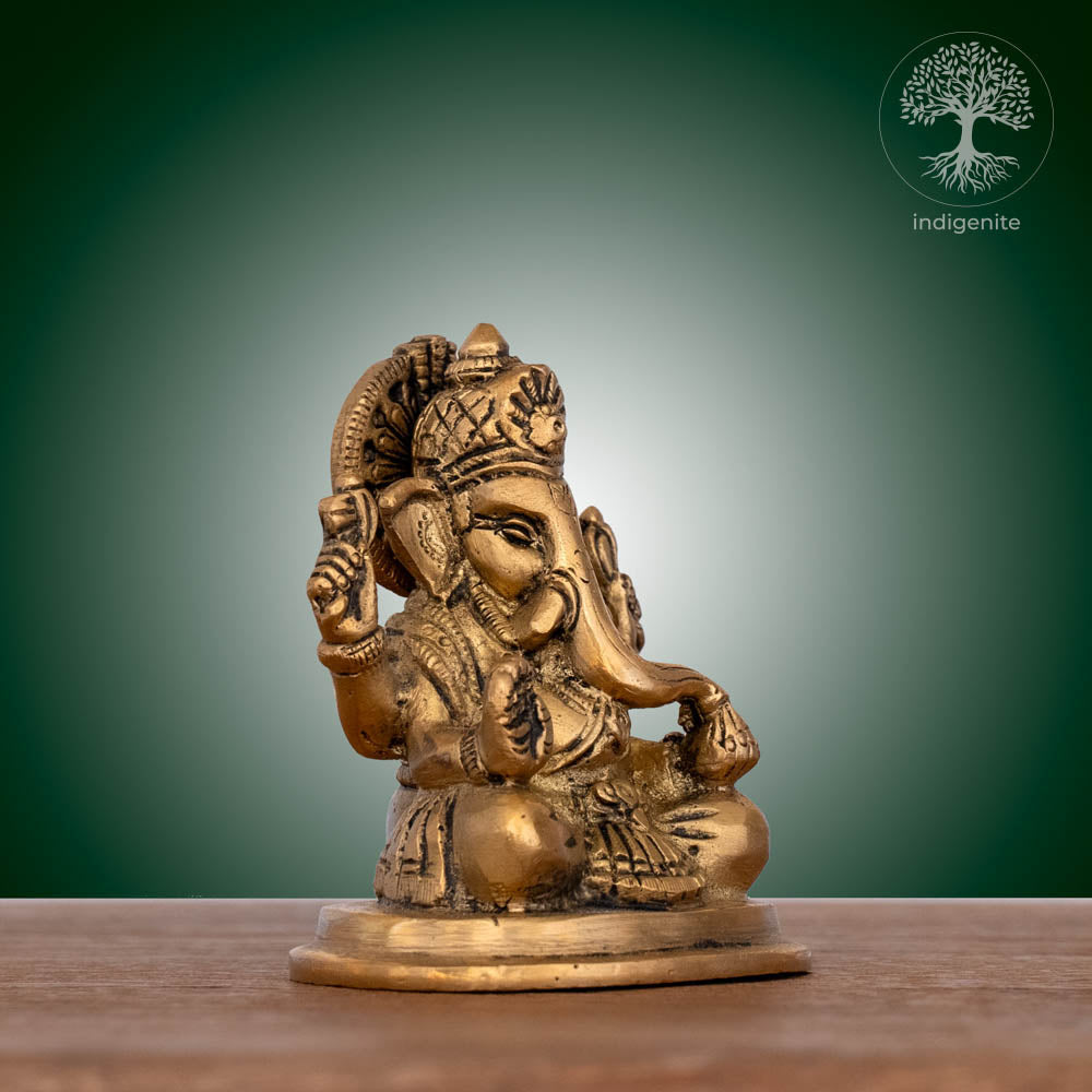 Lord Ganesh Idol | 3.5 Inch - Brass Statue