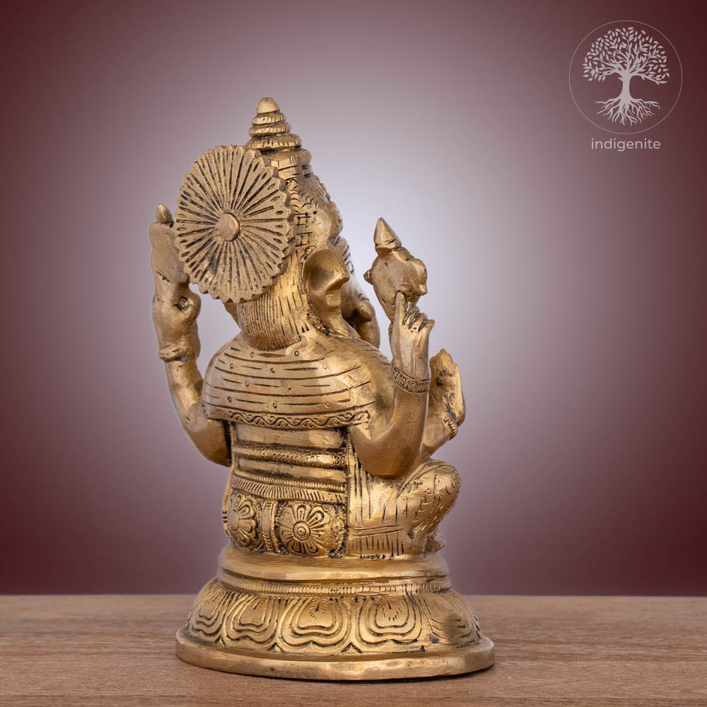 Lord Ganesh Idol | 6.5 Inch - Brass Statue