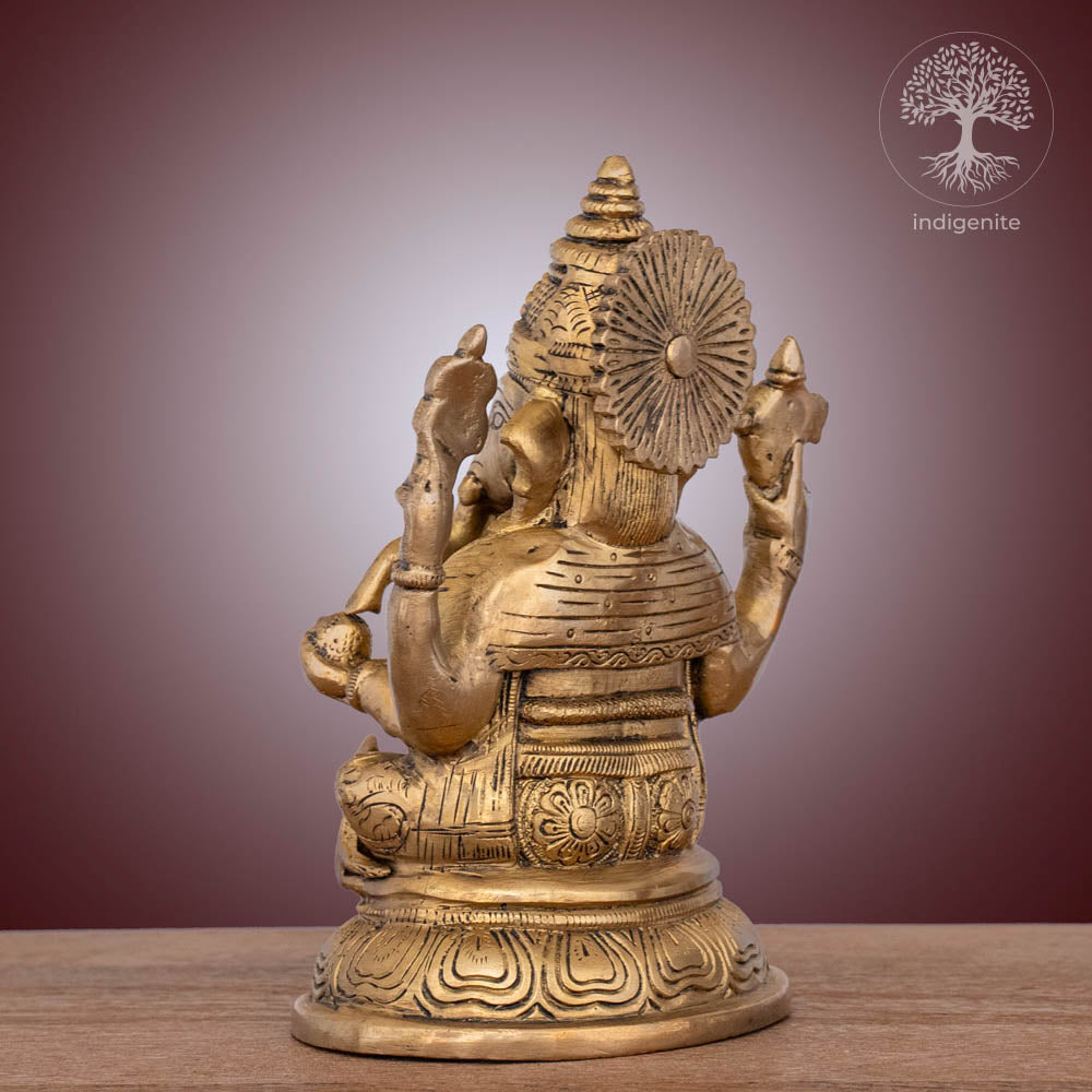 Lord Ganesh Idol | 6.5 Inch - Brass Statue