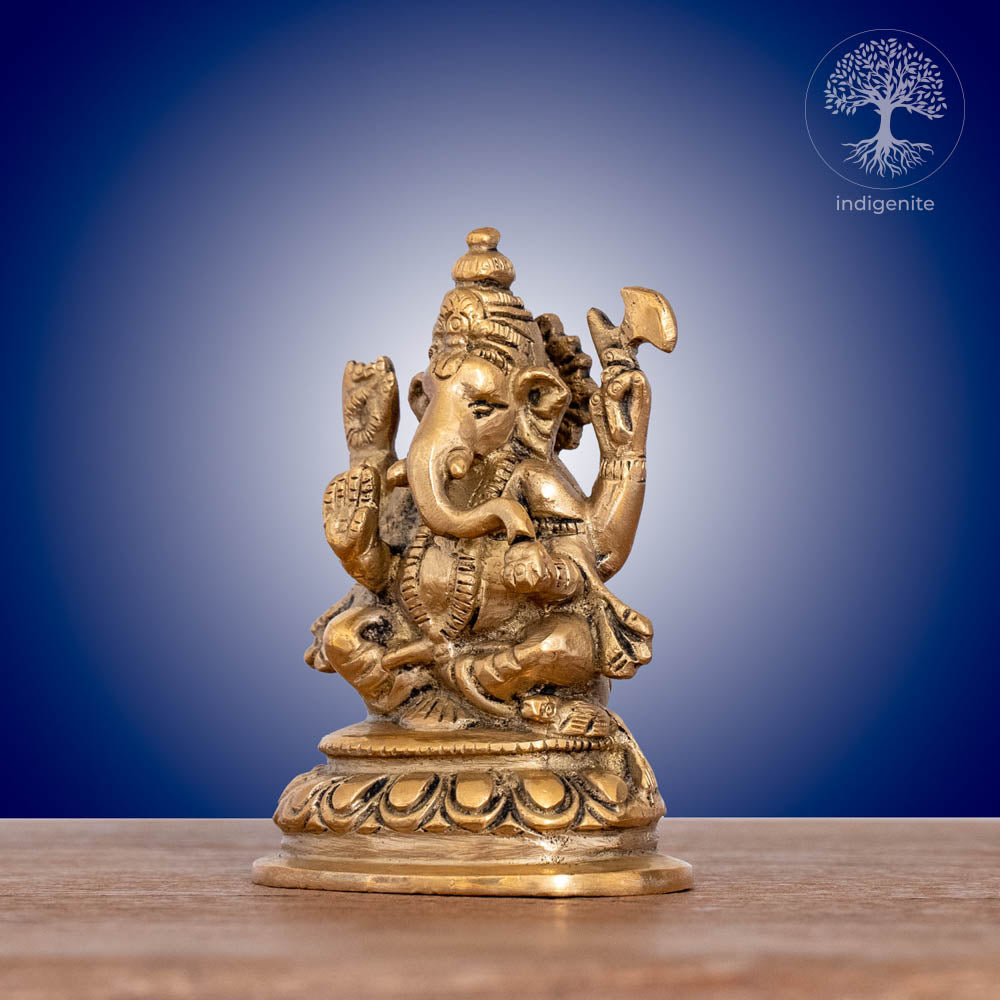 Lord Ganesh Idol | 3.25 Inch - Brass Statue