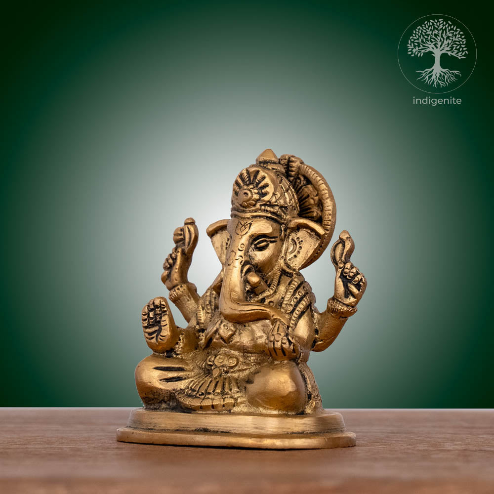 Lord Ganesh Idol | 3.5 Inch - Brass Statue