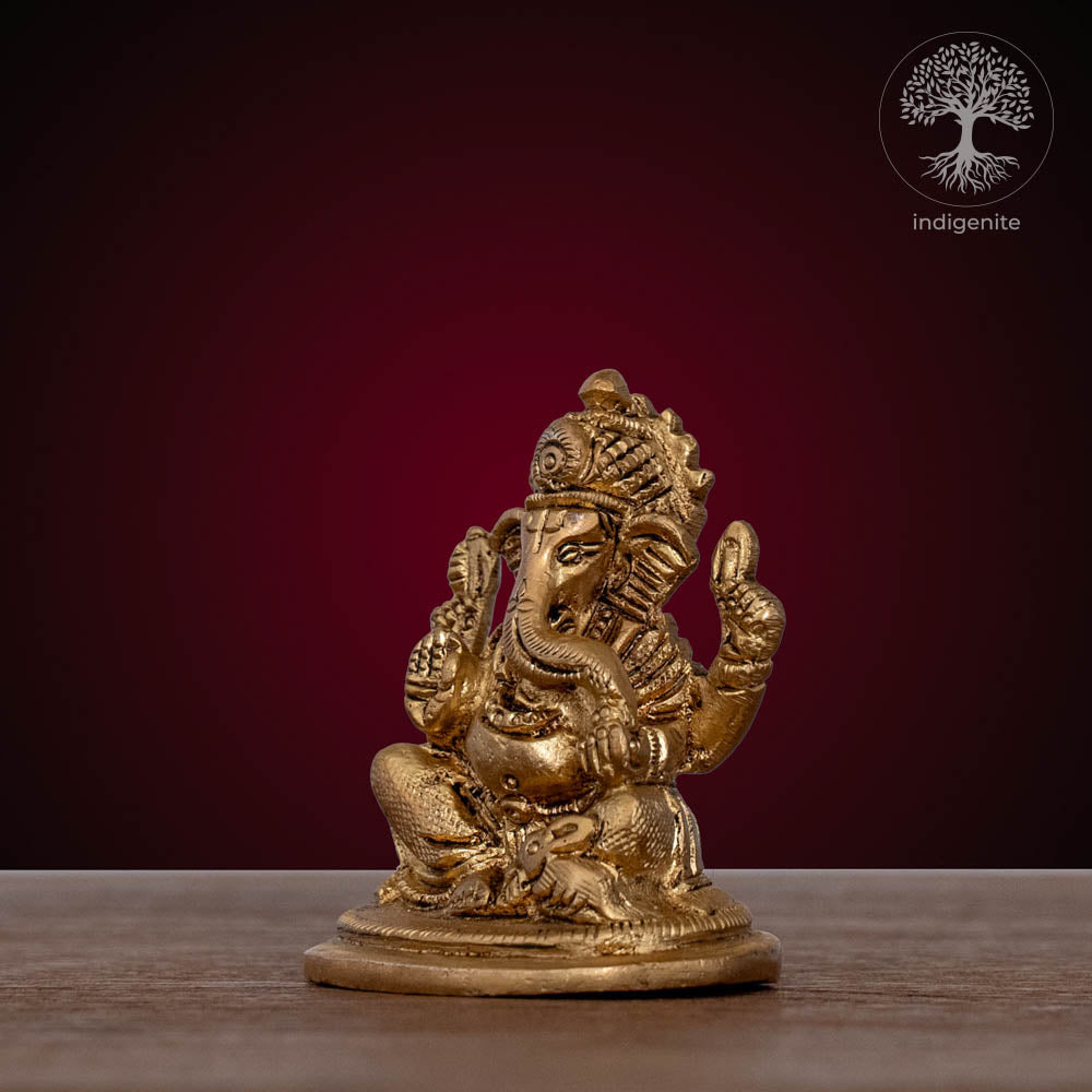 Lord Ganesh Idol | 2.75 Inch - Brass Statue