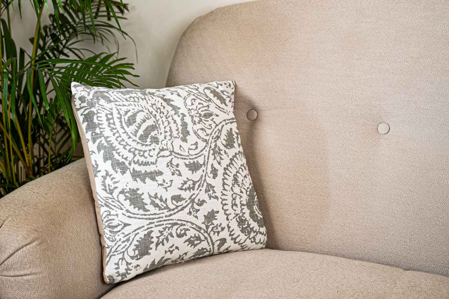 Floral Block Print Cushion Cover