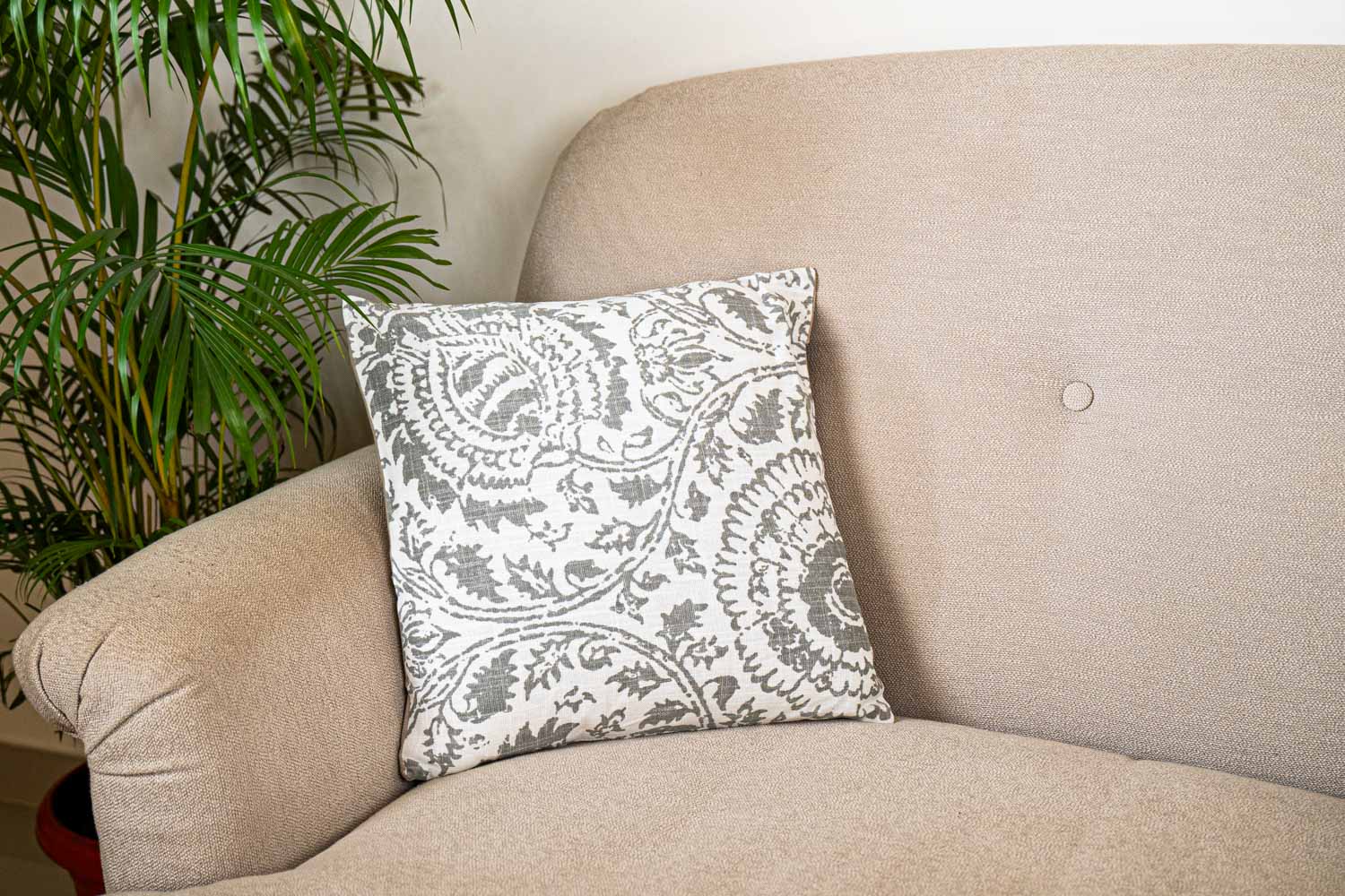 Floral Block Print Cushion Cover