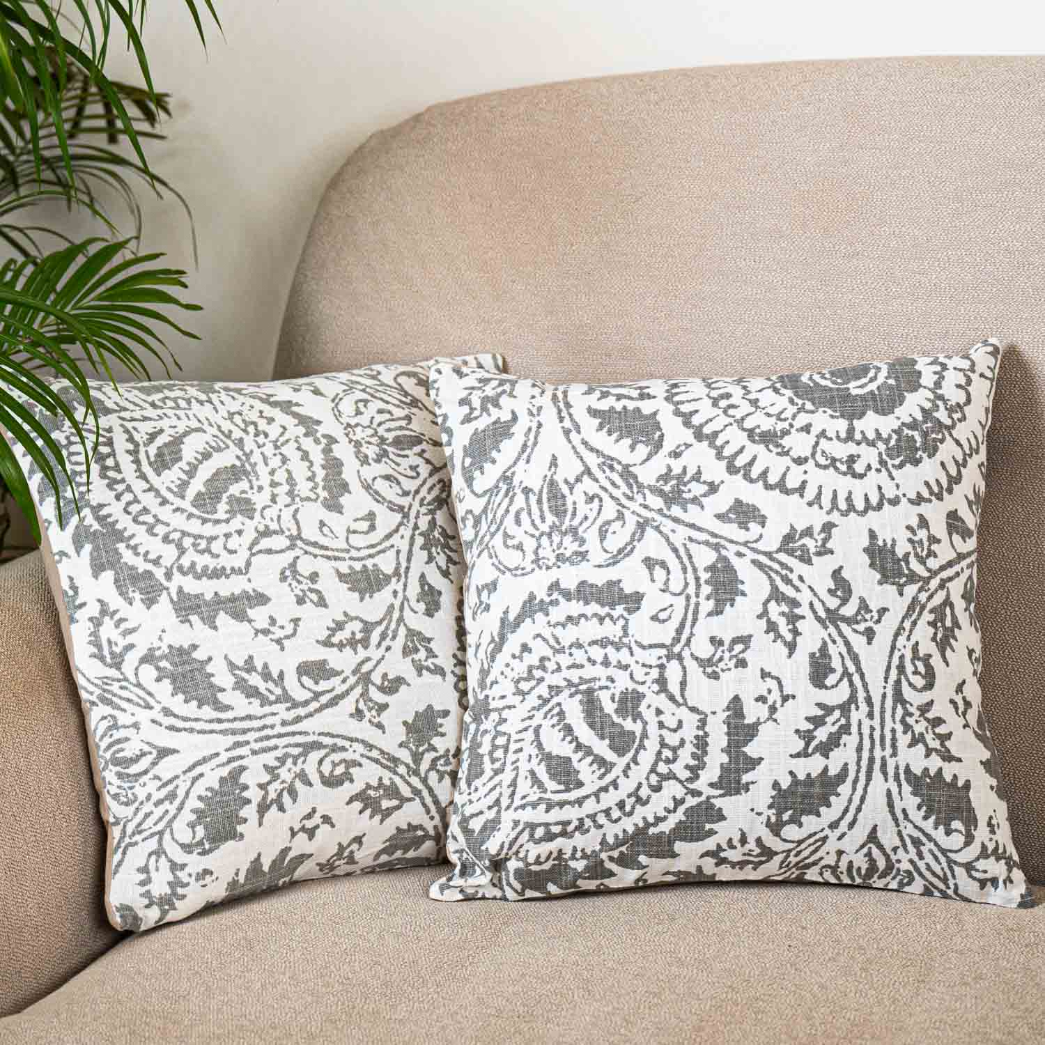 Floral Block Print Cushion Cover (Set of 2)