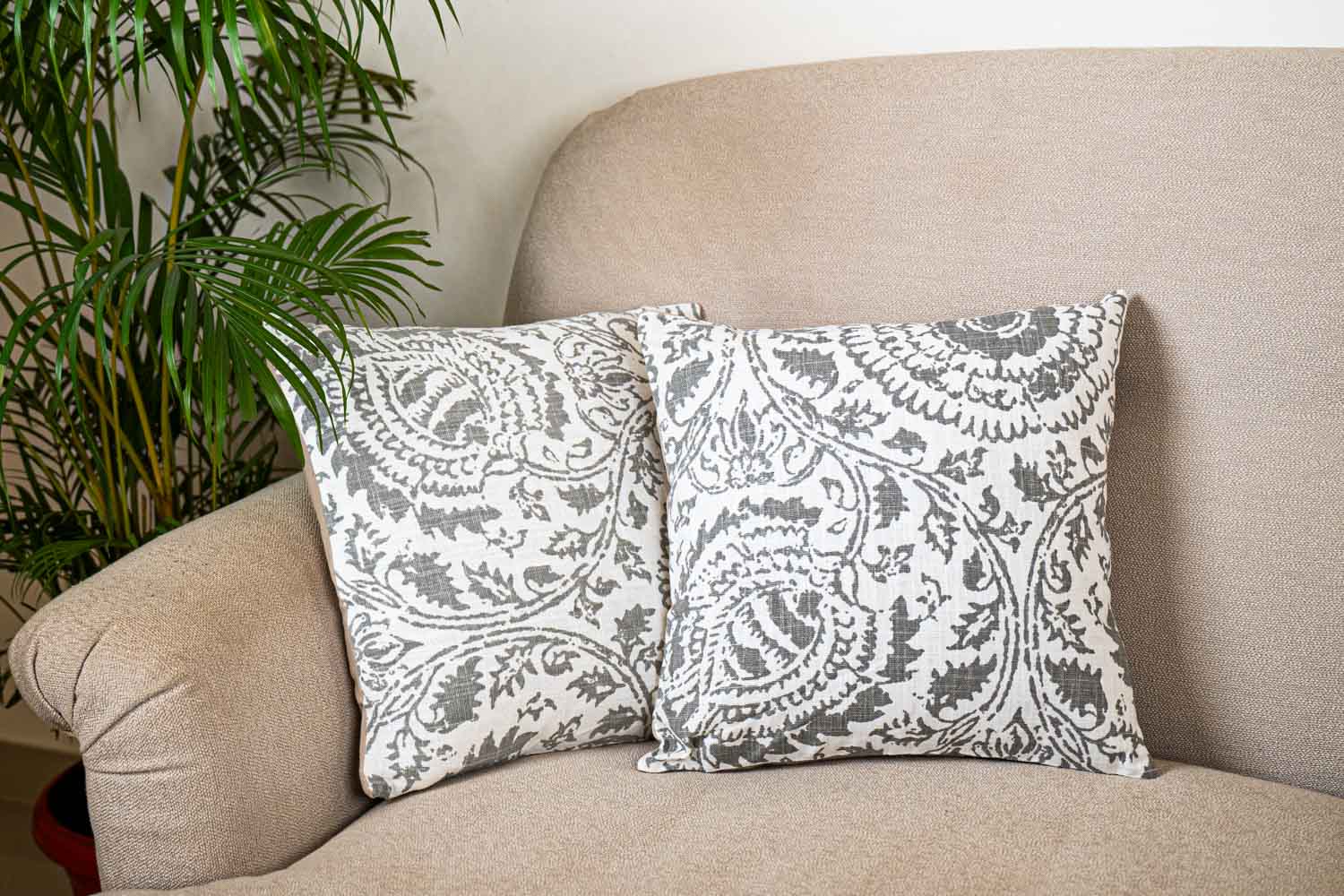 Floral Block Print Cushion Cover (Set of 3)