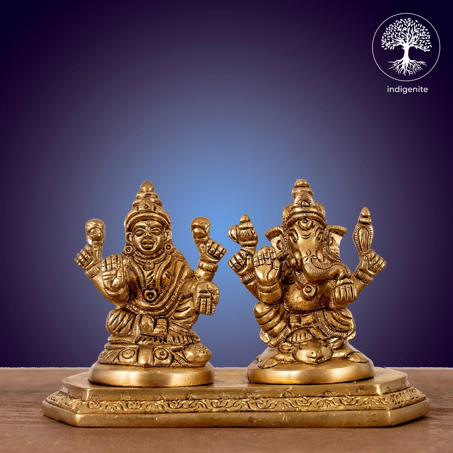 Ganesh Lakshmi Idols with Base - Brass Statue | 3 Inch