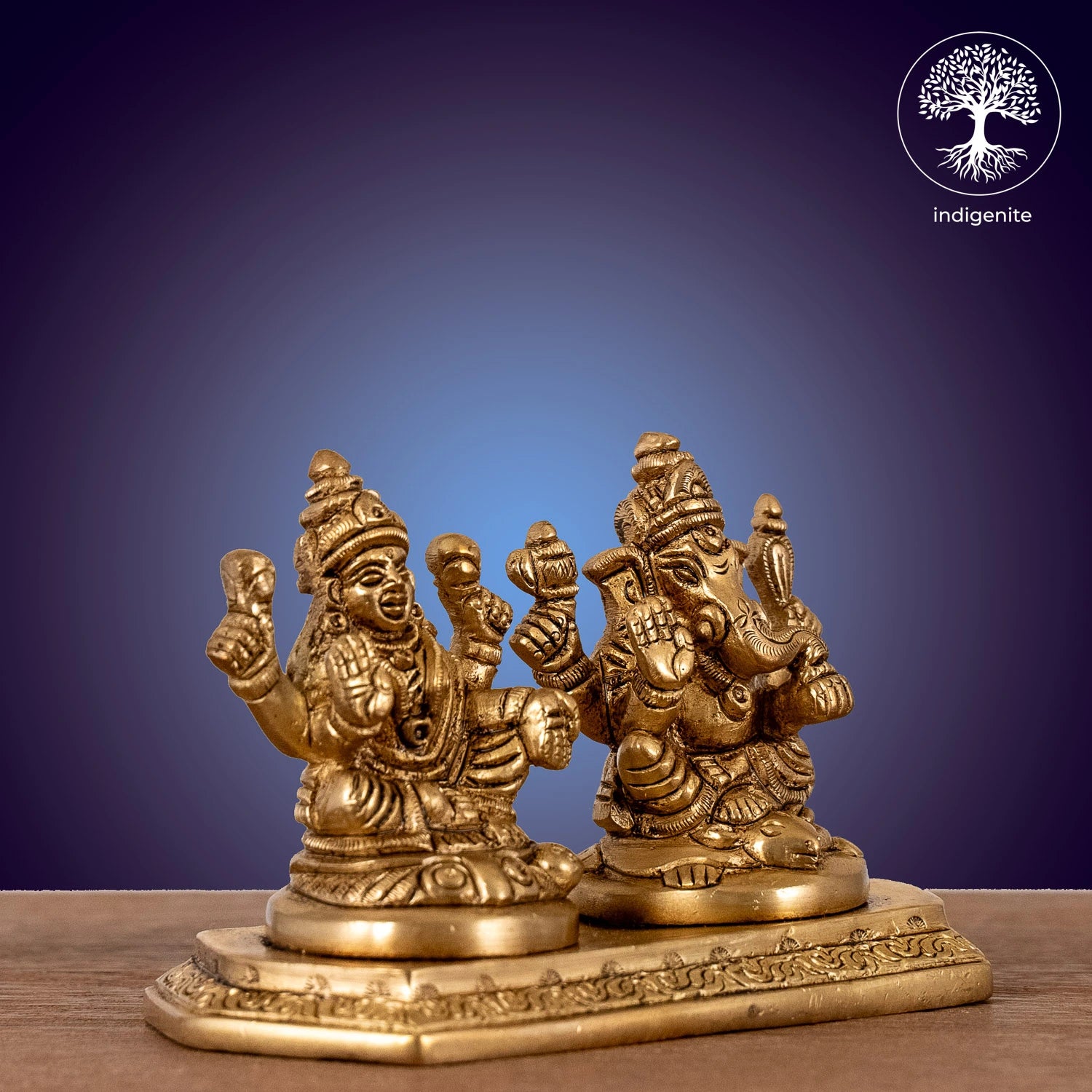 Ganesh Lakshmi Idols with Base - Brass Statue | 3 Inch