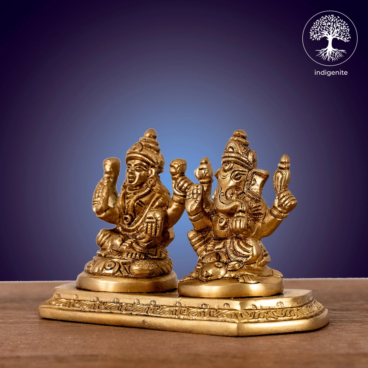 Ganesh Lakshmi Idols with Base - Brass Statue | 3 Inch