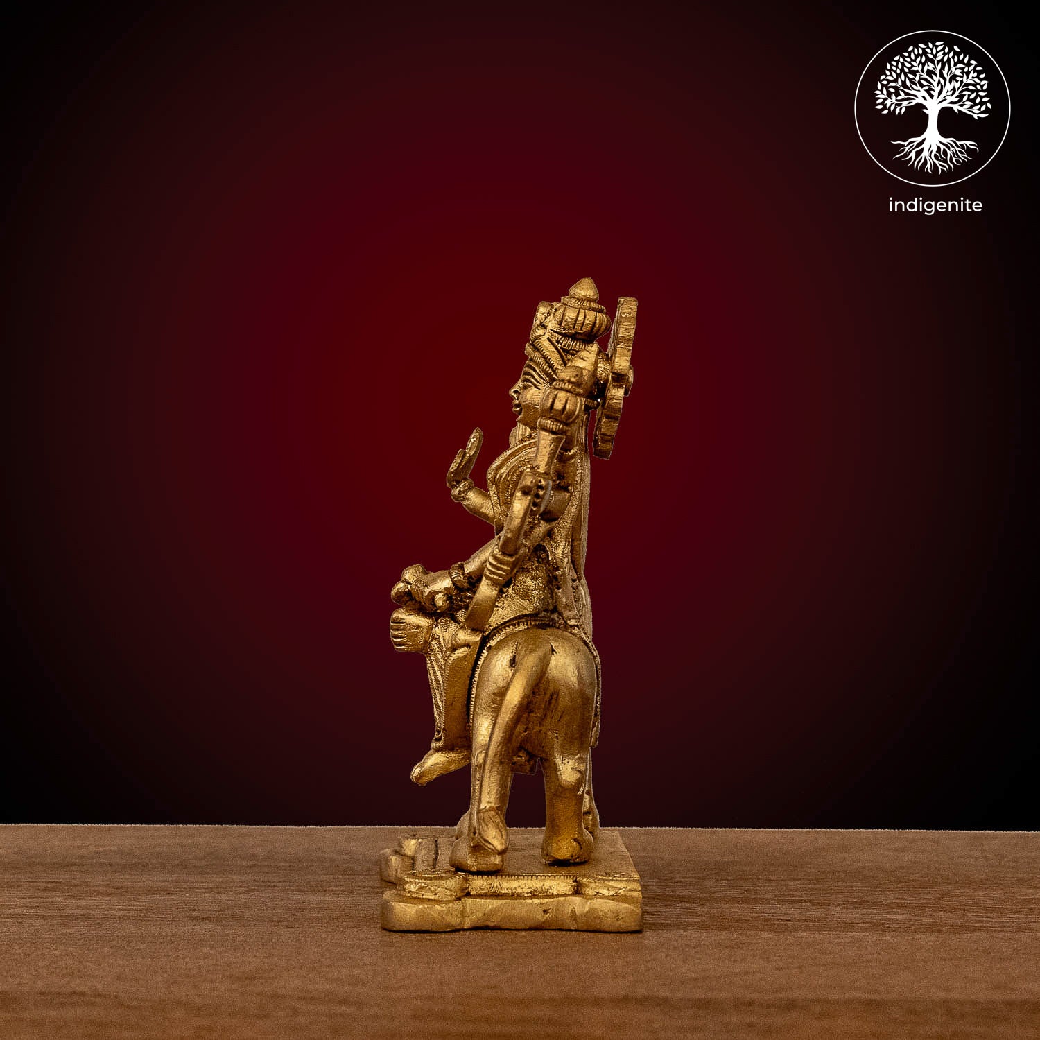 Goddess Durga Idol on Lion - Brass Statue | 3 Inch