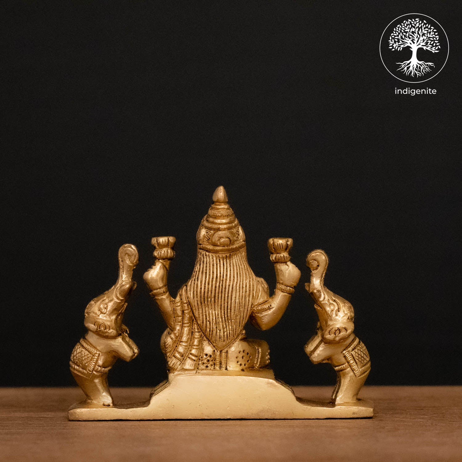 Goddess Lakshmi with Elephants - Brass Statue