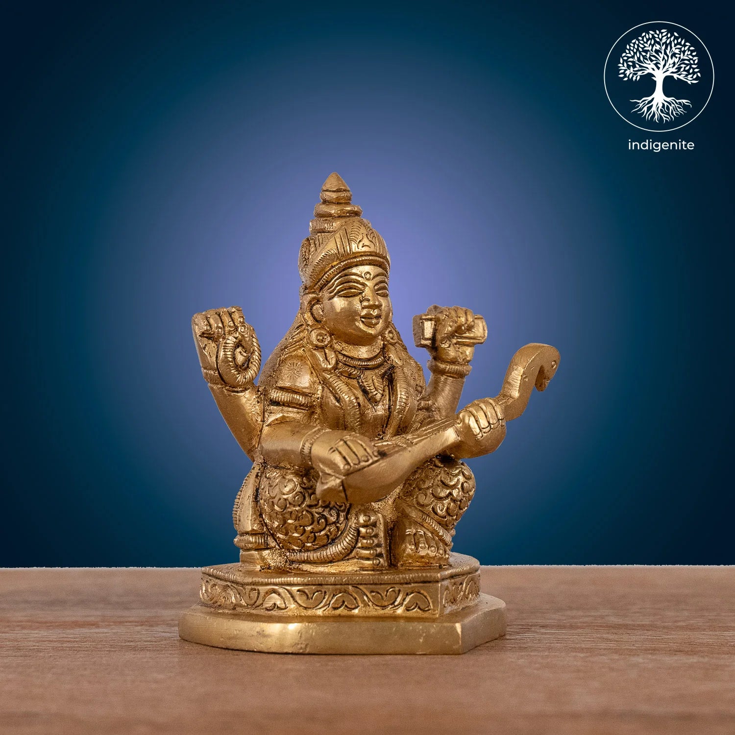 Goddess Saraswati Idol - Brass Statue | 3.5 Inch