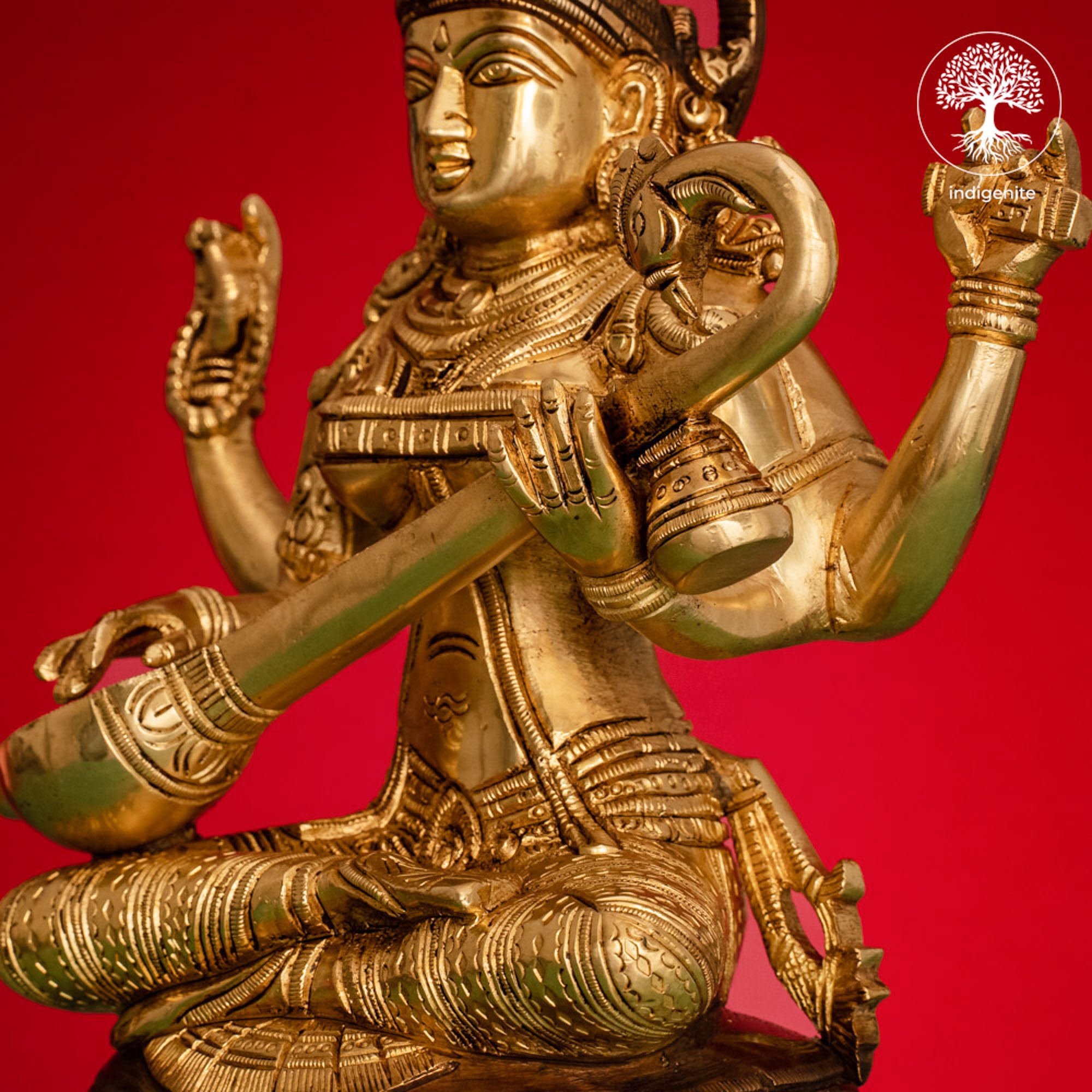 Goddess Saraswati Idol - Brass Statue